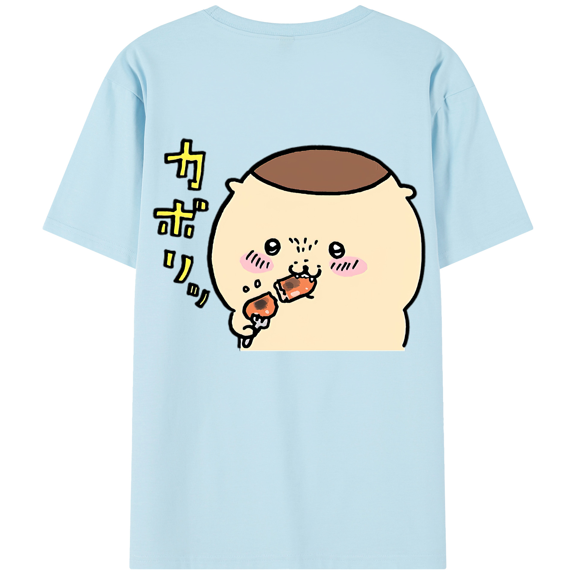 （画像用） ちいかわ くりまんじゅう Chii-kawa kuri manjū 綿100％半袖Tシャツ（背面プリント）